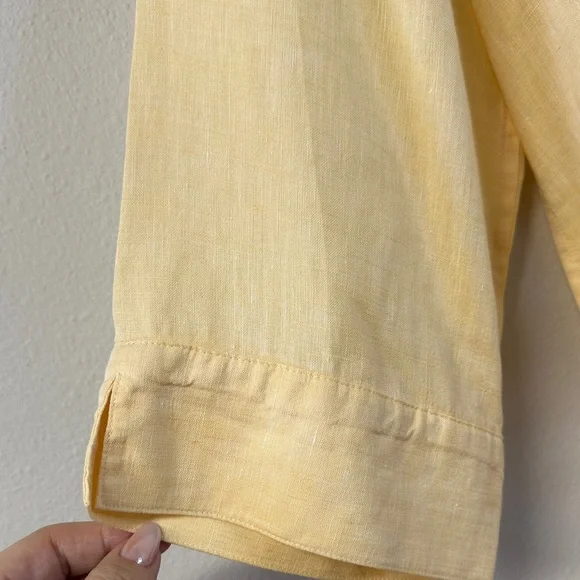 Chico's No Iron Linen Soft Yellow Button-Down Shirt Plus Size 16/18 - Picture 5 of 6